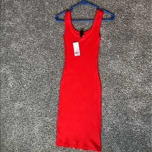 Neon Orange/Red Body con dress
